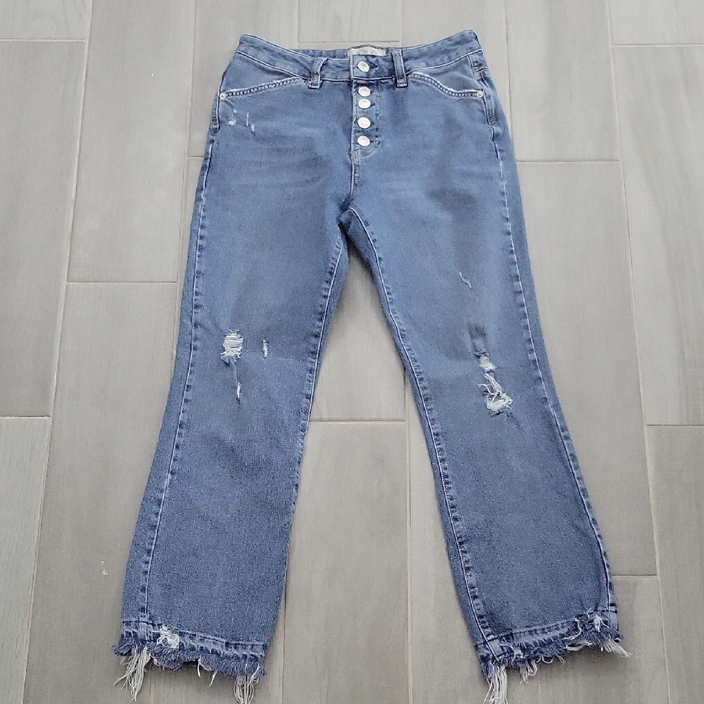 We The Free Blue Distressed Straight Leg Jeans Size 27